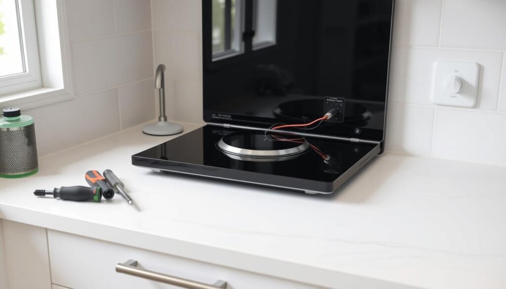 Kaitlentės montavimo stalviršyje procesas