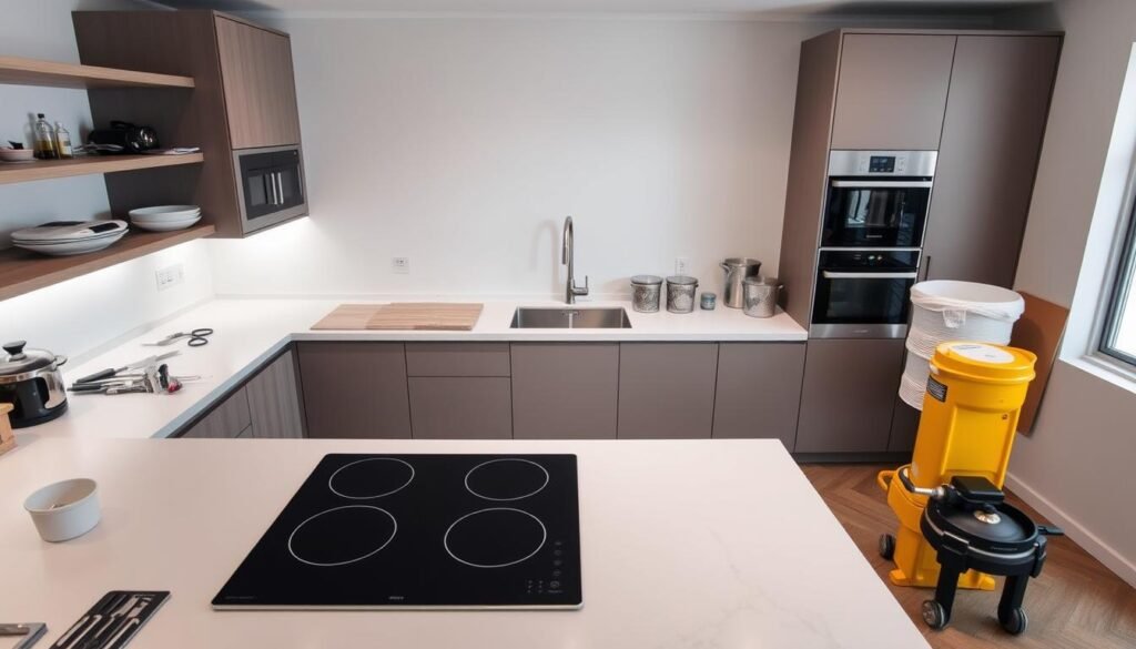 Virtuvės erdvės paruošimas kaitlentės montavimui